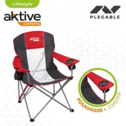 AKTIVE - Chaise De Camping XL Avec Porte-Gobelet -Camping En Plein Air Boutique aktive chaise de camping xl avec porte gobelet 2