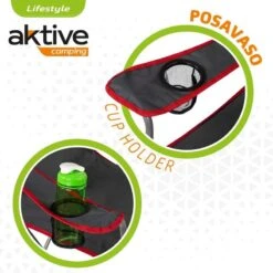 AKTIVE - Chaise Pliante Camping 64,50x49,50x82 Cm, Gris Foncé Et Rouge -Camping En Plein Air Boutique aktive chaise pliante camping 6450x4950x82 cm gris fonce et rouge 2