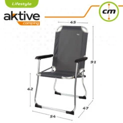 AKTIVE - Chaise Pliante Camping Fixe En Aluminium 54 X 57 X 91 Cm, Gris -Camping En Plein Air Boutique aktive chaise pliante camping fixe en aluminium 54 x 57 x 91 cm gris 5