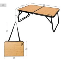 AKTIVE - Table De Camping Pliante Effet Bambou, 60x40x25 Cm -Camping En Plein Air Boutique aktive table de camping pliante effet bambou 60x40x25 cm 3