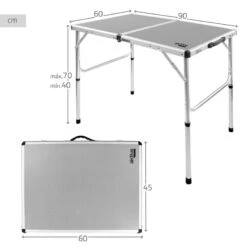 AKTIVE - Table De Camping Pliante, Réglable En 2 Hauteurs, 90x60x40/70 Cm, Gris -Camping En Plein Air Boutique aktive table de camping pliante reglable en 2 hauteurs 90x60x4070 cm gris 3