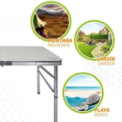 AKTIVE - Table Pliante Avec 2 Tabourets Et Poignée De Transpor, Gris -Camping En Plein Air Boutique aktive table pliante avec 2 tabourets et poignee de transpor gris 3