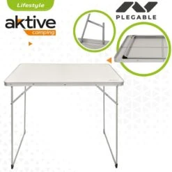 AKTIVE - Table Pliante En Aluminium Et Bois. Table De Camping 80x60x70 Cm -Camping En Plein Air Boutique aktive table pliante en aluminium et bois table de camping 80x60x70 cm 2