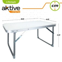 AKTIVE - Table Pliante . Table Basse Blanche En Aluminium - 40x60x40 Cm -Camping En Plein Air Boutique aktive table pliante table basse blanche en aluminium 40x60x40 cm 3