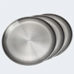 Assiette Plate De Camping | Diamètre Env. 23 Cm | Acier Inox | 3 Assiettes -Camping En Plein Air Boutique assiette plate de camping diametre env 23 cm acier inox 3 assiettes 2