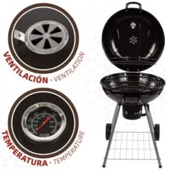 Barbecue Portable Rond Au Charbon De Bois Avec Couvercle Aktive -Camping En Plein Air Boutique barbecue portable rond au charbon de bois avec couvercle aktive 2