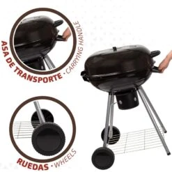 Barbecue Portable Rond Au Charbon De Bois Avec Couvercle Aktive -Camping En Plein Air Boutique barbecue portable rond au charbon de bois avec couvercle aktive 5