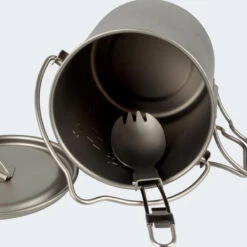 Batterie De Cuisine De Camping Set | Casseroles + Fourchette/Cuillère | Titane -Camping En Plein Air Boutique batterie de cuisine de camping set casseroles fourchettecuillere titane 2