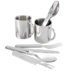 Set De Couverts De Camping & Tasse Thermique Inox | 2 Personnes