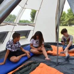 Tente De Camping Tipii - 6 Personnes - Hauteur 2,50m - Moustiquaire - Beige/Gris -Camping En Plein Air Boutique tente de camping tipii 6 personnes hauteur 250m moustiquaire beigegris 5