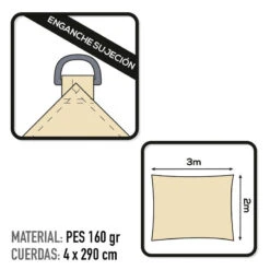 Voile D'ombrage Rectangulaire Aktive Garden Couleur Crème -Camping En Plein Air Boutique voile dombrage rectangulaire aktive garden couleur creme 2